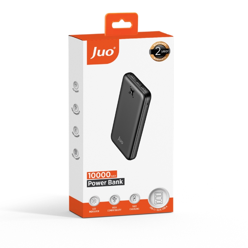 Juo 10000mAh 10.5W Çift USB-A Çıkışlı Powerbank Taşınabilir Hızlı Şarj Cihazı Siyah - 7