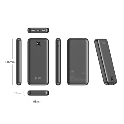 Juo 10000mAh 10.5W Çift USB-A Çıkışlı Powerbank Taşınabilir Hızlı Şarj Cihazı Siyah - 4
