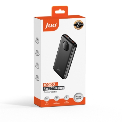 Juo 10000mAh 22.5W Dijital Led Ekranlı Taşınabilir Hızlı Şarj Cihazı Powerbank Siyah - 6