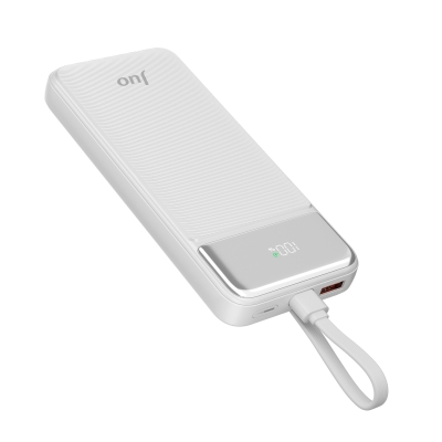 Juo 10000mAh 22.5W Led Ekranlı Lightning ve Type-C Kablolu Powerbank Taşınabilir Hızlı Şarj Cihazı Beyaz - 2