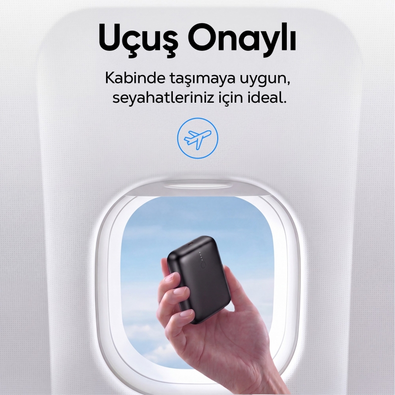 Juo 10000mAh 22.5W USB-A + USB-C Powerbank Taşınabilir Hızlı Şarj Cihazı Beyaz - 6