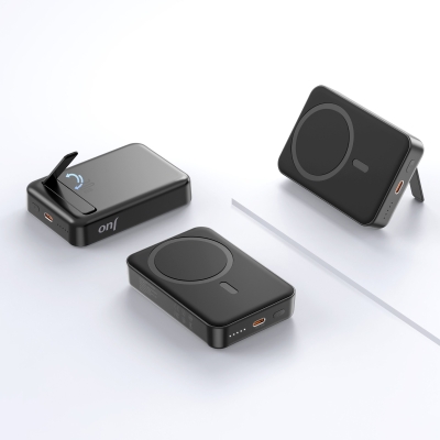 Juo 10000mAh MagSafe Powerbank Standlı PD20W Taşınabilir Kablosuz Hızlı Şarj Cihazı Siyah - 4