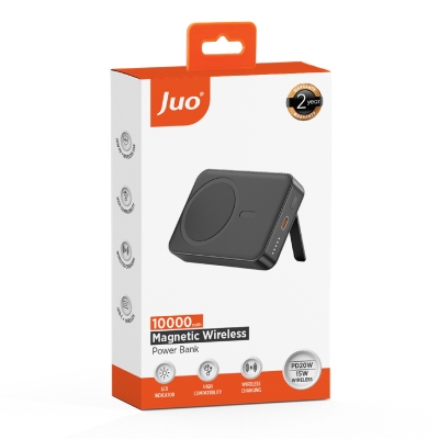 Juo 10000mAh MagSafe Powerbank Standlı PD20W Taşınabilir Kablosuz Hızlı Şarj Cihazı Siyah - 10