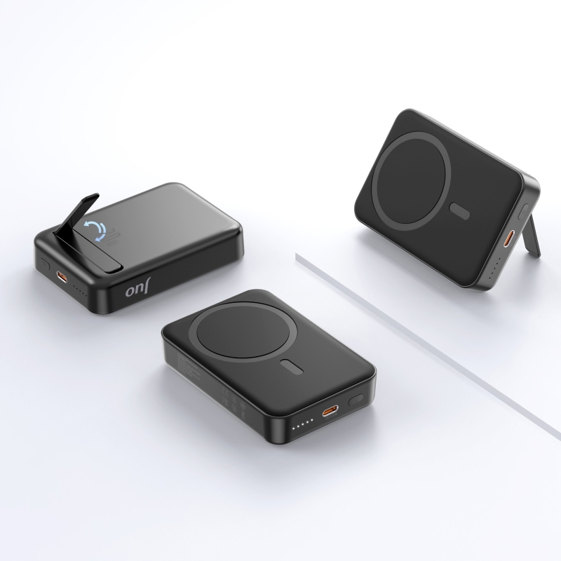 Juo 10000mAh MagSafe Powerbank Standlı PD20W Taşınabilir Kablosuz Hızlı Şarj Cihazı Siyah - 4