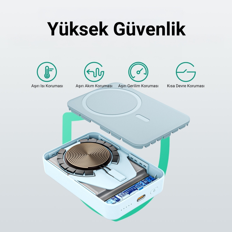 Juo 10000mAh MagSafe Powerbank Standlı PD20W Taşınabilir Kablosuz Hızlı Şarj Cihazı Siyah - 9