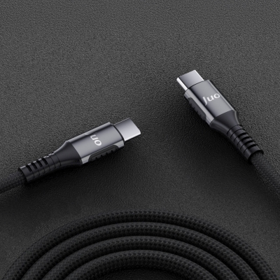 Juo 100W 5A E-Mark Çipli PD Type-C to Type-C Örgülü Hızlı Şarj ve Data Kablosu 1 Metre - 4