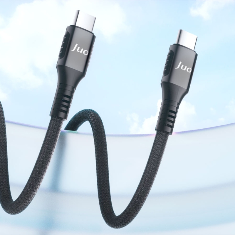 Juo 100W 5A E-Mark Çipli PD Type-C to Type-C Örgülü Hızlı Şarj ve Data Kablosu 1 Metre - 2