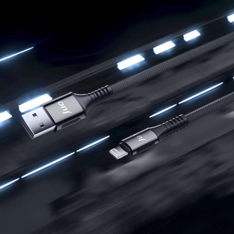 Juo 12W 2.4A USB-A to Lightning Apple iPhone iPad Örgülü Hızlı Şarj ve Data Kablosu 1 Metre - 3