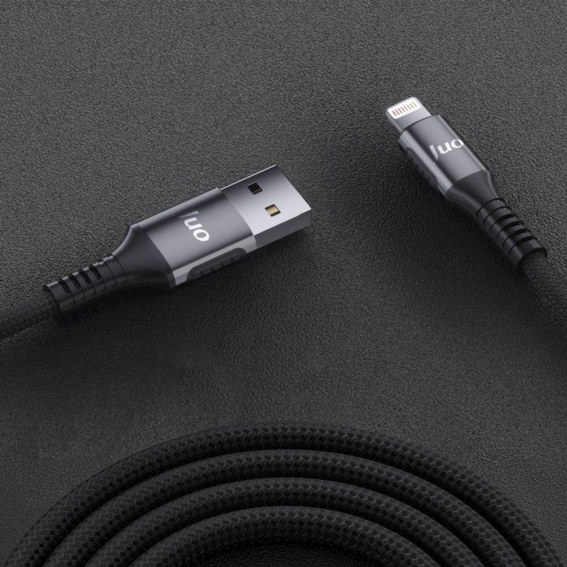 Juo 12W 2.4A USB-A to Lightning Apple iPhone iPad Örgülü Hızlı Şarj ve Data Kablosu 1 Metre - 4