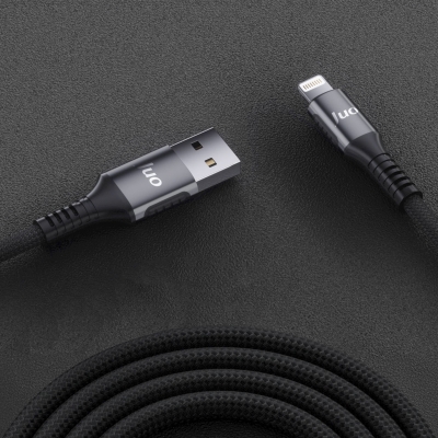 Juo 12W 2.4A USB-A to Lightning Apple iPhone iPad Örgülü Hızlı Şarj ve Data Kablosu 1 Metre - 4
