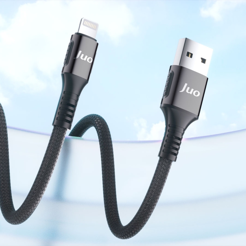 Juo 12W 2.4A USB-A to Lightning Apple iPhone iPad Örgülü Hızlı Şarj ve Data Kablosu 2 Metre - 2