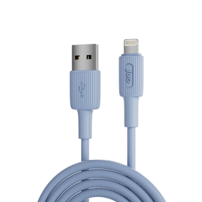 Juo 12W 2.4A USB-A to Lightning iPhone iPad Silikon Hızlı Şarj ve Data Kablosu Mavi 1 Metre - Juo