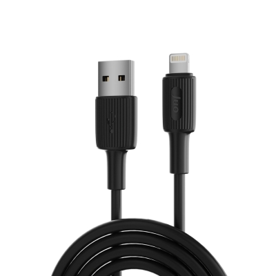 Juo 12W 2.4A USB-A to Lightning iPhone iPad Silikon Hızlı Şarj ve Data Kablosu Siyah 1 Metre - Juo
