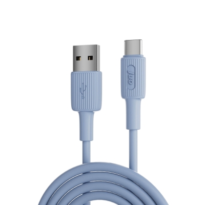 Juo 12W USB-A to Type-C Silikon Hızlı Şarj ve Data Kablosu Mavi 1 Metre - Juo