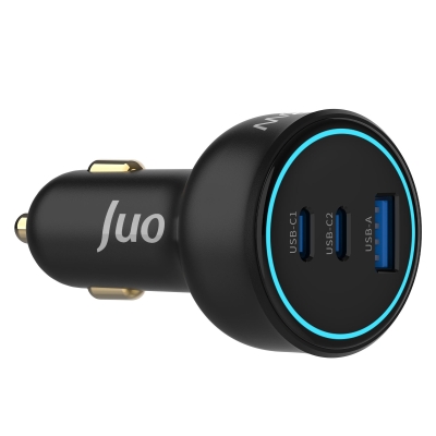 Juo 138W 3 Portlu Type-C + USB-A Araç Şarj Aleti PD 3.0 & QC 4.0 Hızlı Araç içi Şarj Cihazı - Juo