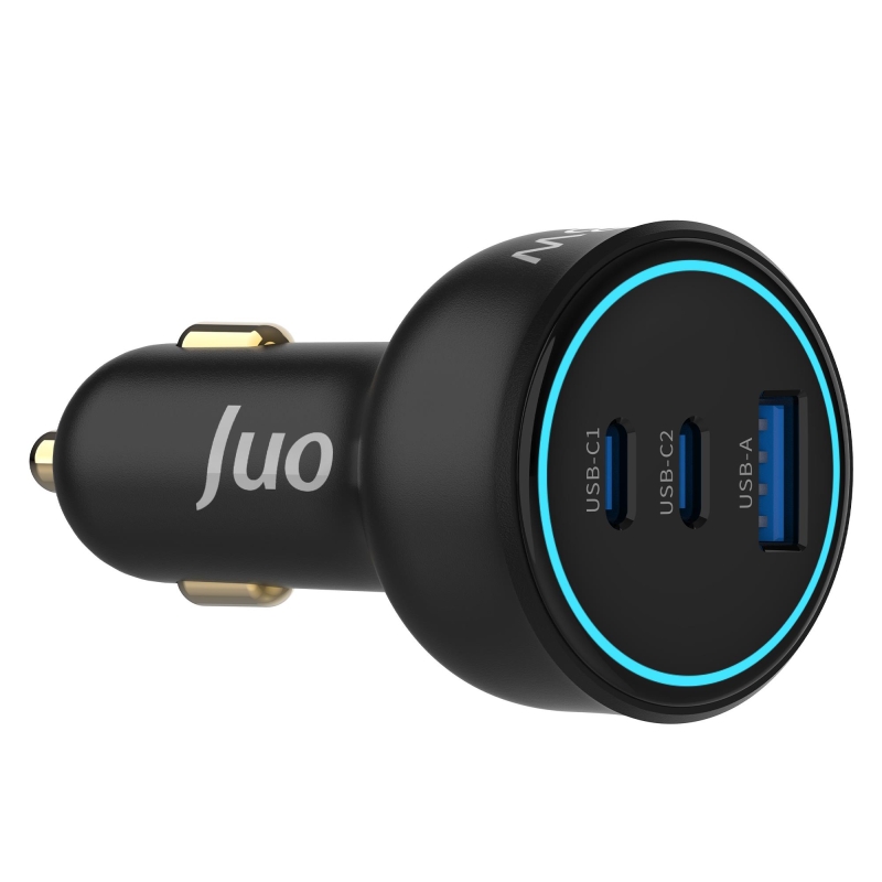 Juo 138W 3 Portlu Type-C + USB-A Araç Şarj Aleti PD 3.0 & QC 4.0 Hızlı Araç içi Şarj Cihazı - 1