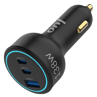 Juo 138W 3 Portlu Type-C + USB-A Araç Şarj Aleti PD 3.0 & QC 4.0 Hızlı Araç içi Şarj Cihazı - 3