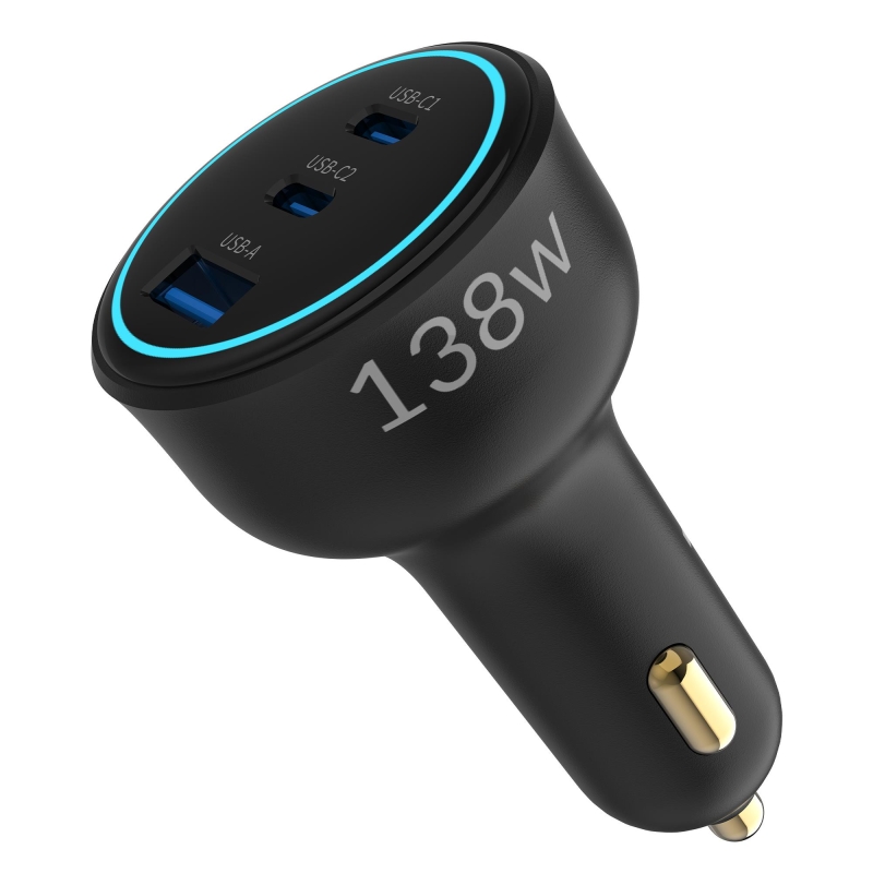 Juo 138W 3 Portlu Type-C + USB-A Araç Şarj Aleti PD 3.0 & QC 4.0 Hızlı Araç içi Şarj Cihazı - 2