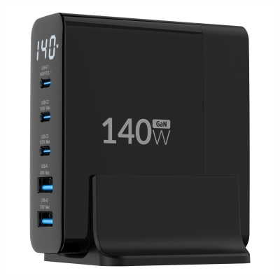 Juo 140W GaN PD 3.1 Masaüstü Hızlı Şarj Cihazı 3 Type-C + 2 USB-A iPhone & MacBook & Laptop Uyumlu Şarj Aleti - 7