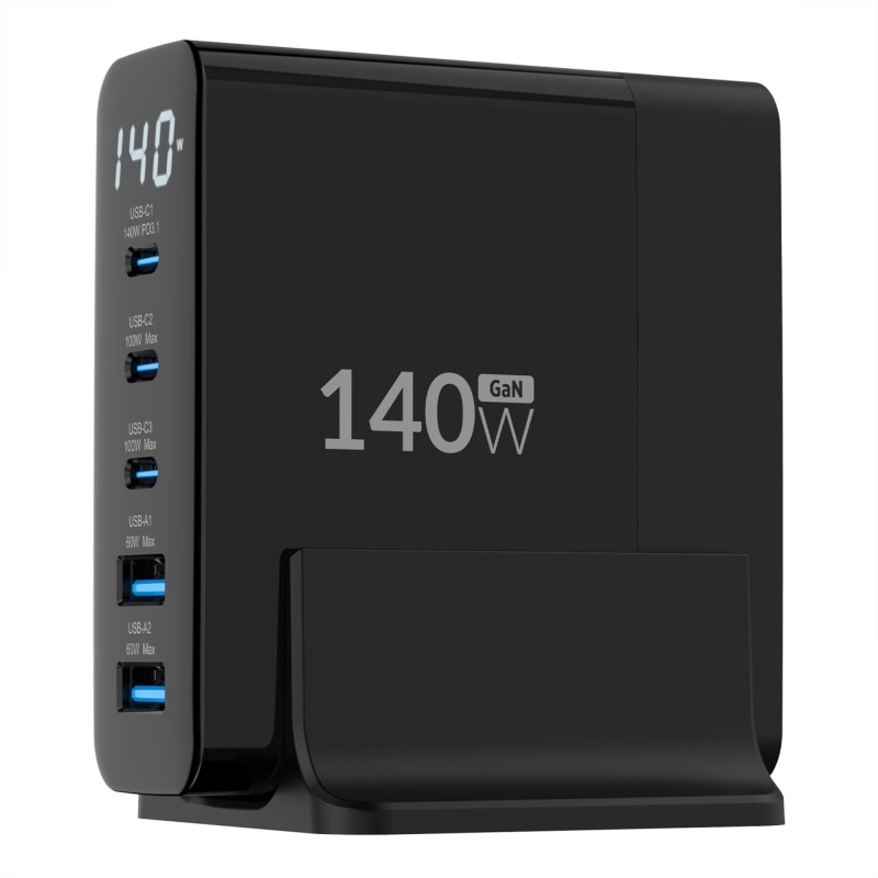 Juo 140W GaN PD 3.1 Masaüstü Hızlı Şarj Cihazı 3 Type-C + 2 USB-A iPhone & MacBook & Laptop Uyumlu Şarj Aleti - 7