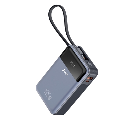Juo 20000mAh 65W LED Ekranlı USB-A + Type-C Kablolu Taşınabilir Hızlı Şarj Cihazı Powerbank - Juo