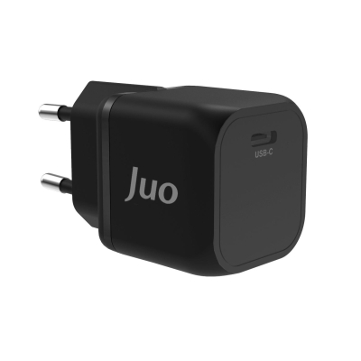 Juo 20W GaN USB-C Şarj Aleti iPhone & iPad & Android Uyumlu PD QC4.0 Type-C Hızlı Şarj Cihazı Siyah - Juo