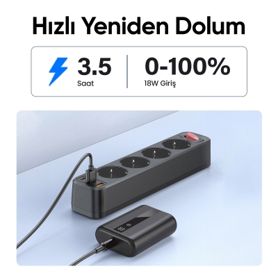 Juo 22.5W 10000mAh Led Ekranlı Mini Powerbank Taşınabilir Hızlı Şarj Cihazı - 5