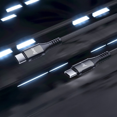 Juo 240W 5A E-Mark Çipli Örgülü USB PD Type-C to Type-C Hızlı Şarj ve Data Kablosu 1 Metre - 3