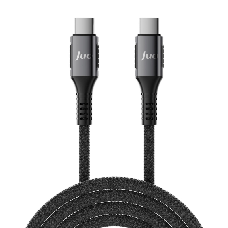 Juo 240W 5A E-Mark Çipli Örgülü USB PD Type-C to Type-C Hızlı Şarj ve Data Kablosu 2 Metre - 5