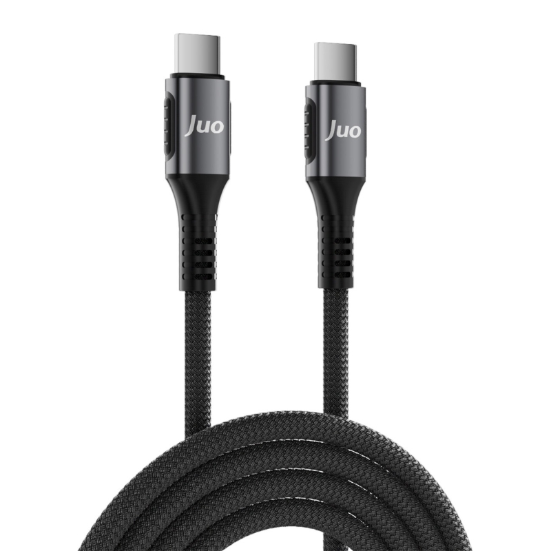 Juo 240W 5A E-Mark Çipli Örgülü USB PD Type-C to Type-C Hızlı Şarj ve Data Kablosu 2 Metre - 6