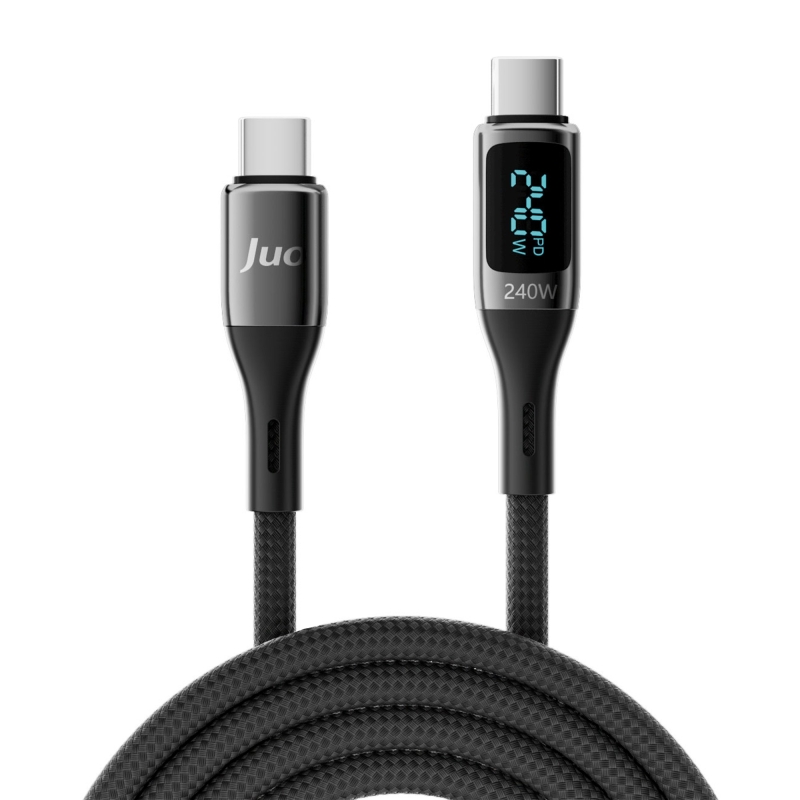Juo 240W Dijital Led Ekranlı E-Mark Çipli PD 3.1 USB Type-C to Type-C Hızlı Şarj ve Data Kablosu 2 Metre - 6