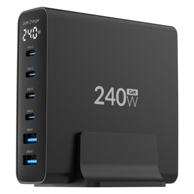 Juo 240W GaN PD 3.1 Masaüstü Hızlı Şarj Cihazı 4 Type-C + 2 USB-A iPhone & MacBook & Laptop Uyumlu Şarj Aleti - 7
