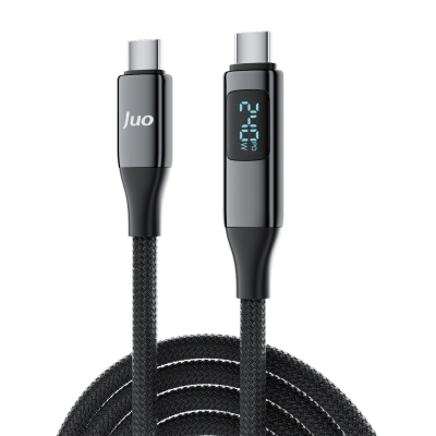 Juo 240W USB 3.1 Gen2 10Gbps E-Mark Çipli Led Display 4K 60Hz Görüntü ve Type-C Hızlı Şarj Kablosu 1.25 Metre - Juo