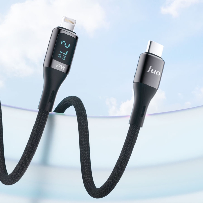 Juo 27W Dijital Led Ekranlı USB Type-C to Lightning iPhone iPad Hızlı Şarj ve Data Kablosu 2 Metre - 2