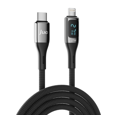 Juo 27W Dijital Led Ekranlı USB Type-C to Lightning iPhone iPad Hızlı Şarj ve Data Kablosu 2 Metre - 5