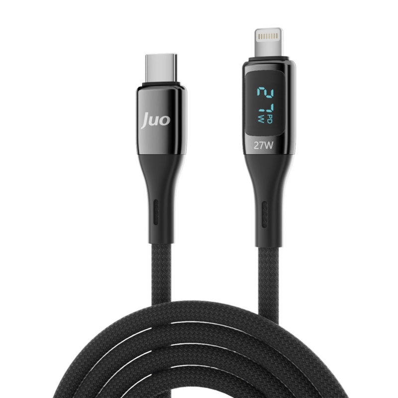 Juo 27W Dijital Led Ekranlı USB Type-C to Lightning iPhone iPad Hızlı Şarj ve Data Kablosu 2 Metre - 1