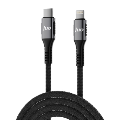 Juo 27W USB Type-C to Lightning iPhone iPad Örgülü Hızlı Şarj ve Data Kablosu 1 Metre - 1