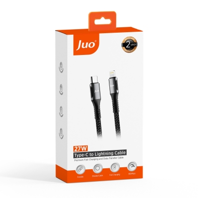 Juo 27W USB Type-C to Lightning iPhone iPad Örgülü Hızlı Şarj ve Data Kablosu 1 Metre - 7