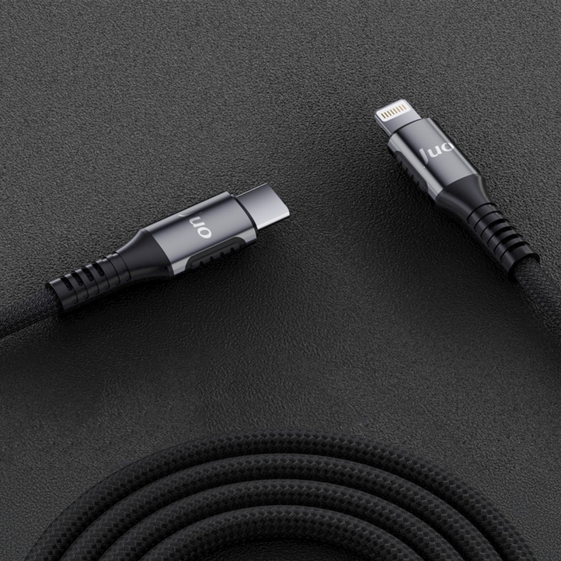 Juo 27W USB Type-C to Lightning iPhone iPad Örgülü Hızlı Şarj ve Data Kablosu 1 Metre - 4