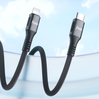 Juo 27W USB Type-C to Lightning iPhone iPad Örgülü Hızlı Şarj ve Data Kablosu 2 Metre - 2