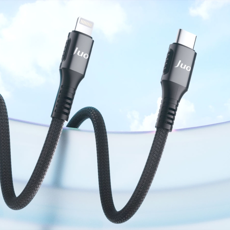 Juo 27W USB Type-C to Lightning iPhone iPad Örgülü Hızlı Şarj ve Data Kablosu 2 Metre - 2