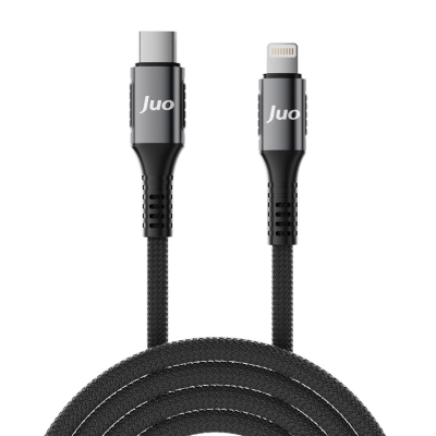 Juo 27W USB Type-C to Lightning iPhone iPad Örgülü Hızlı Şarj ve Data Kablosu 2 Metre - 5
