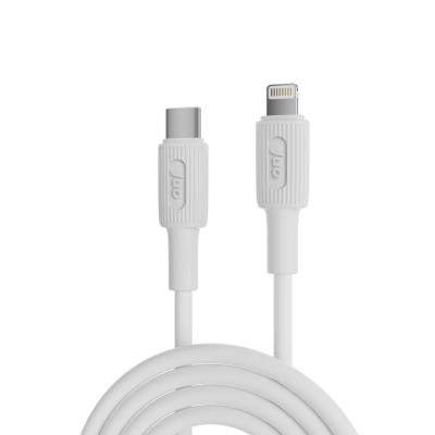 Juo 27W USB Type-C to Lightning iPhone iPad Silikon Hızlı Şarj ve Data Kablosu Beyaz 1 Metre - Juo