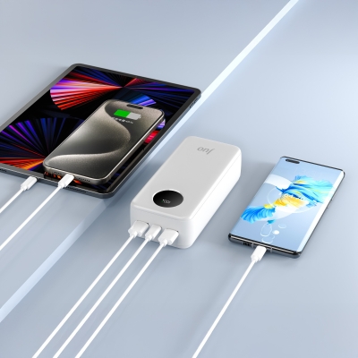 Juo 30000mAh 22.5W Dijital Led Ekranlı Taşınabilir Hızlı Şarj Cihazı Powerbank Beyaz - 5