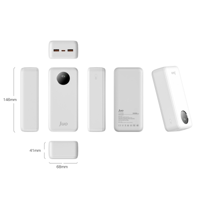 Juo 30000mAh 22.5W Dijital Led Ekranlı Taşınabilir Hızlı Şarj Cihazı Powerbank Beyaz - 3