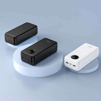 Juo 30000mAh 22.5W Dijital Led Ekranlı Taşınabilir Hızlı Şarj Cihazı Powerbank Beyaz - 4