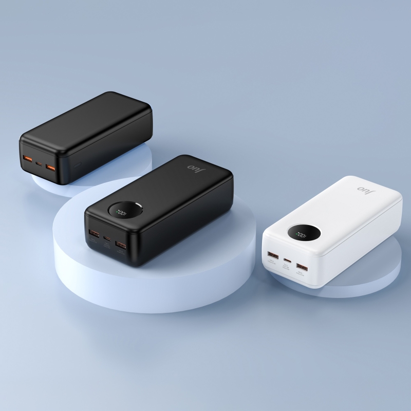 Juo 30000mAh 22.5W Dijital Led Ekranlı Taşınabilir Hızlı Şarj Cihazı Powerbank Beyaz - 4