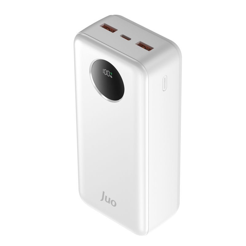 Juo 30000mAh 22.5W Dijital Led Ekranlı Taşınabilir Hızlı Şarj Cihazı Powerbank Beyaz - 1