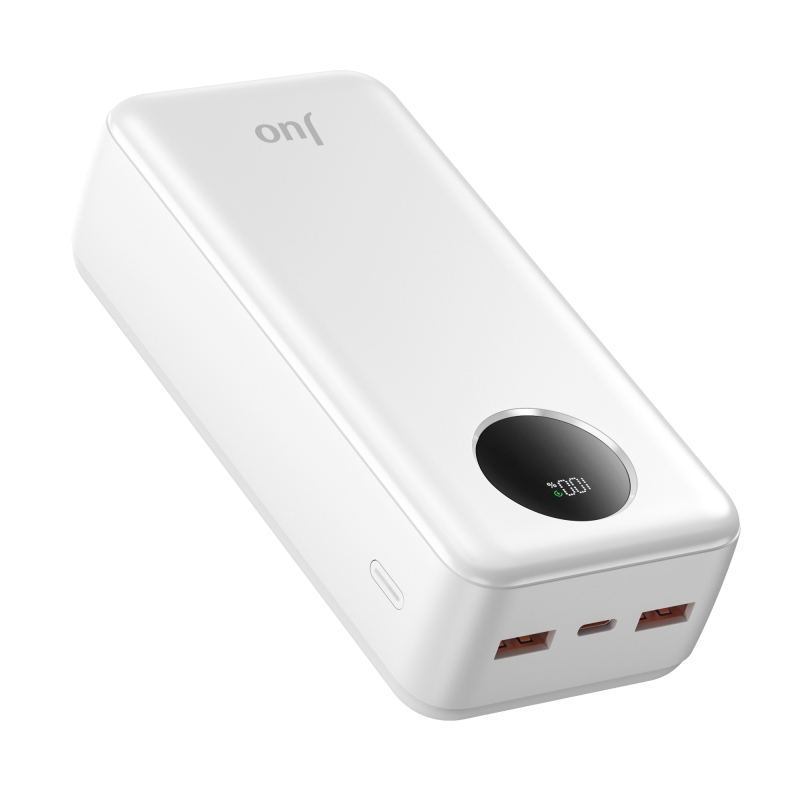 Juo 30000mAh 22.5W Dijital Led Ekranlı Taşınabilir Hızlı Şarj Cihazı Powerbank Beyaz - 2