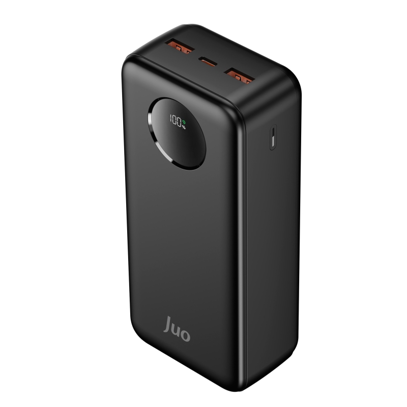 Juo 30000mAh 22.5W Dijital Led Ekranlı Taşınabilir Hızlı Şarj Cihazı Powerbank Siyah - 1
